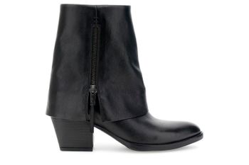 botines de piel con puño y cremallera interior black