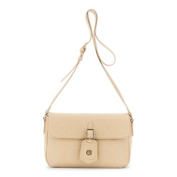 bolso de mano con aplicación de micro tachuelas hazelnut
