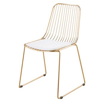 Silla de acero epoxi dorado con cojín blanco
