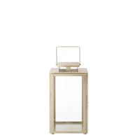 farol decorativo de vidrio y acero dorado cepillado h30