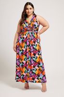 yours london vestido negro estampado largo sin mangas mujer curvy y tallas grandes yours london