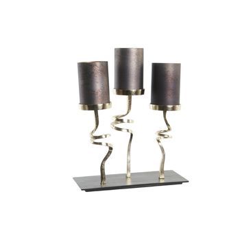 Portavela Cristal Aluminio 37x16x47 3 Velas Gris