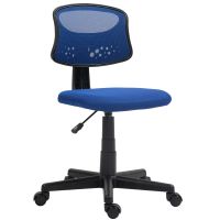 homcom silla de oficina sin brazos con respaldo de malla transpirable azul