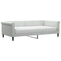 sofa cama con colchon terciopelo gris claro 100x200 cm vidaxl