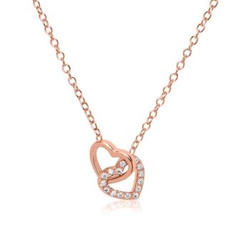 Cadena corazones de plata 925 bañado en oro rosa