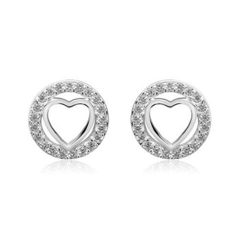 Pendientes de mujer corazones de plata 925 con circonita