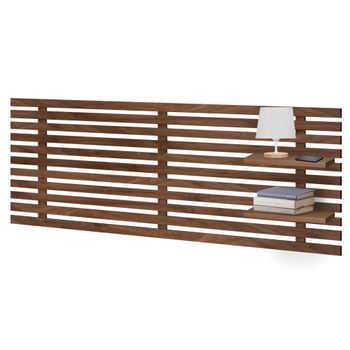 Dhome Cabecero Con Estantes De Madera Reciclada Dm Colgante Pared Estilo Palet Japones 160x46cm Cama Vintage Nordico (160cm, Nogal Madera)