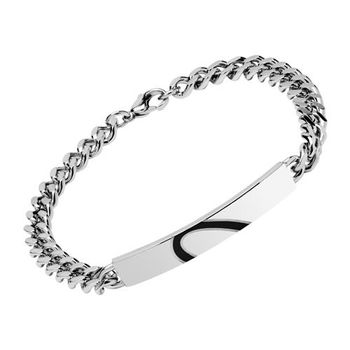 Grabado pulsera acero inoxidable medio corazón negro