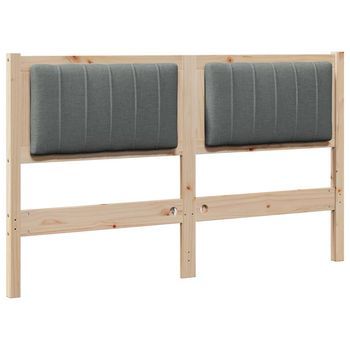 Cabecero Tapizado Marrón 140 Cm Madera De Pino Sólido Y Tela