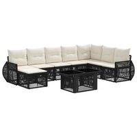 conjunto de sofas de jardin 9 uds negro y blanco crema vidaxl