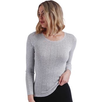 Admas Blusa Top de manga larga Desagujado para mujer