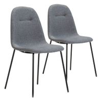 set de 2 sillas comedor tapizadas gris 44 x 54 x 85 cm