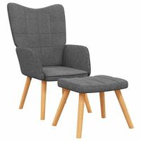 sillon lounge de diseno moderno con reposapies en tela gris oscuro dec026586