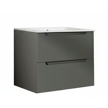 Kibath Mueble De Baño Con Lavabo Victoria 60x45 Cm Acabado Grafito Mate 2 Cajones Suspendido
