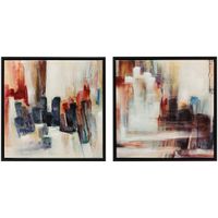 homcom cuadros en lienzo abstractos a mano 40x40 cm 2 piezas cuadros de arte de pared enmarcados textura rica multicolor