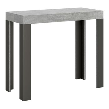 Consola extensible 90x40/196 cm efecto madera gris cemento, hierro