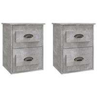 juego de 2 mesitas de noche de pared con dos cajones 415 x 36 x 53 cm madera de ingenieria gris dec036084