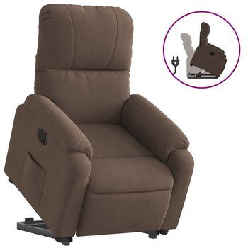 Sillón De Salón | Silla | Sillón Reclinable Elevable Tela De Microfibra Marrón