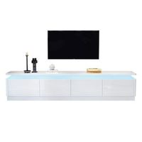 mueble de tv de 180 cm - mueble de salon con led - alto brillo - tv de 80 pulgadas - blanco
