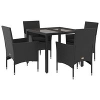 set comedor jardin 5 piezas  mueble de jardin cojines ratan sintetico vidrio negro