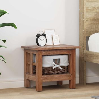 Mesa Lateral - Mueble Para Salón - Madera Maciza De Caoba - Marrón (38x28x35cm)