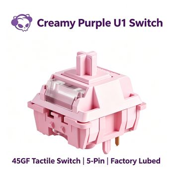 Interruptor táctil Akko U1, color morado cremoso, lubricado de fábrica, 5 pines, 45gf±8gf, interruptores MX con parte superior de POM, accesorios para teclado mecánico, 45 unidades