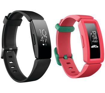 FITBIT Inspire HR Fitness Tracker & Ace 2 Kid's Fitness Tracker Bundle - Black & Watermelon, Black
