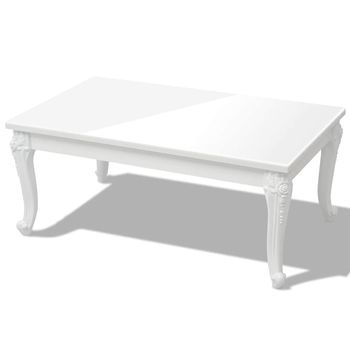 Mesa De Café - Mesa De Centro Blanco Brillante 100x60x42 Cm
