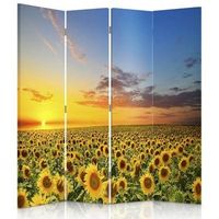 biombo sunflower sunset - separador de ambientes cm 145x180 4 paneles
