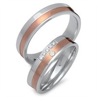 alianzas 18 quilates oro rojo-blanco 6 diamantes
