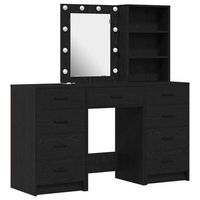 mesa de tocador  mesa de maquillaje con cajon 3 piezas negro madera contrachapada