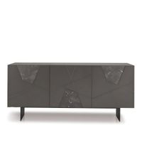 aparador de 3 puertas en madera negra efecto marmol 180x50 cm 80h
