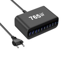 gan tech bakeey ymx-615-765w cargador usb pd de 765w 10 puertos 3usb-a7usb-c carga rapida estacion de carga de escrit