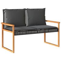 banco de jardin  banco exterior con cojin ratan sintetico negro y madera acacia