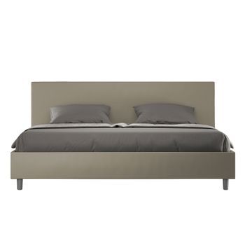 Cama Matrimonial Con Almacenaje Acolchada 200x210  Cuero Sintético Capuchino Adele