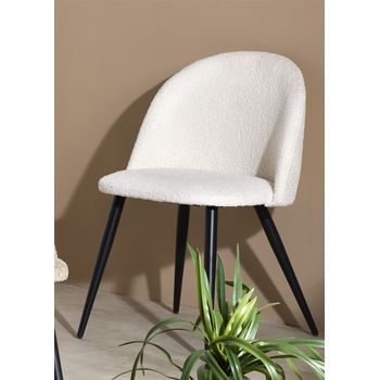 Silla Egina Alpaca Blanco Roto Con Patas Negras 51x51x75 Cms