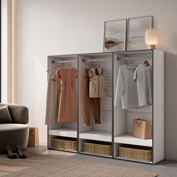 Vestidor efecto madera blanco 180x35x145cm