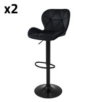 2x taburetes giratorios de bar tapizados negro regulable en altura