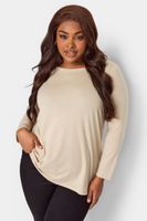 yours camiseta lisa manga larga beige mujer curvy y tallas grandes yours