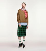 essentiel antwerp para mujer kurtis jersey de mezcla de lana con fular a rayas y adorno marron xs beige casual