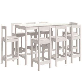 Set De Bar 9 Piezas Madera Maciza De Pino Blanco Vidaxl