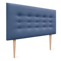 dhome cabecero de polipiel con 3 hileras de botones y patas cabezal tapizado cama lujo azul 110cm