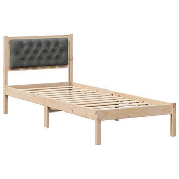 Estructura De Cama Con Cabecera Gris Oscuro 90 X 190 Cm Tela