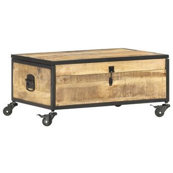 Mesa De Centro De Madera Maciza De Mango 70x50x33 Cm Vidaxl