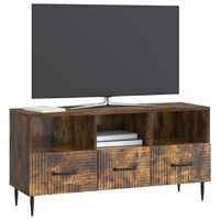 mueble de tv  mueble de salon  gabinete de tv con cajon roble ahumado 102 x 345 x 50 cm