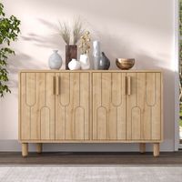 aparador de 4 puertas con aspecto de madera y diseno grafico 120 x 73