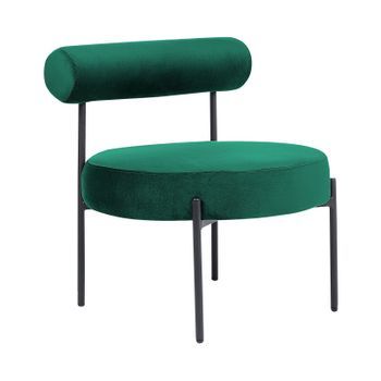 Sillón De Terciopelo Verde Esmeralda Negro Sin Reposabrazos Metal Alpha