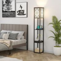 lampara de pie con baldas y cajon para salon dormitorio blanca 5 cm