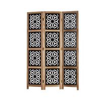 biombo de 3 paneles separadores de ambientes en madera y mdf negro 170x120 cm par06089