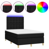 estructura de cama led con cabecero con somier colchon 120 x 200 cm tela negra tdl0209292